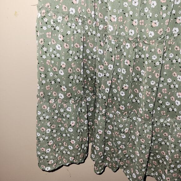 Trixxi Green Floral Thin Cottage Smocked Dress 3Xl Puff Sleeve - Picture 10 of 10